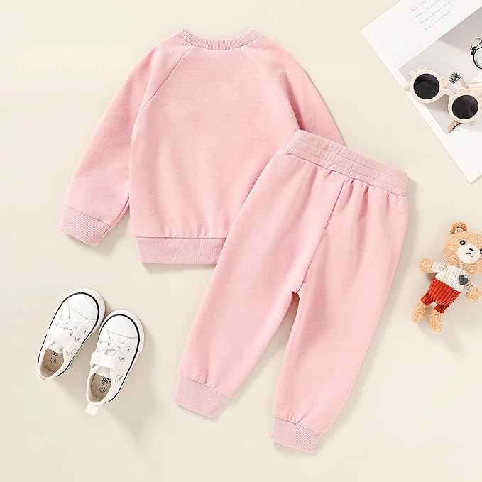 Fall Outfit for Toddler Boy Girl Long Sleeve Bear Sweatshirt Pant Sets Winter Pullover Clothes