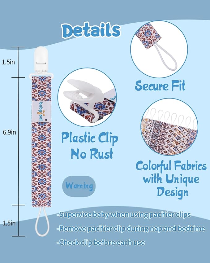 babygoal Baby Boho Pacifier Clips 8 Pack 8PB29