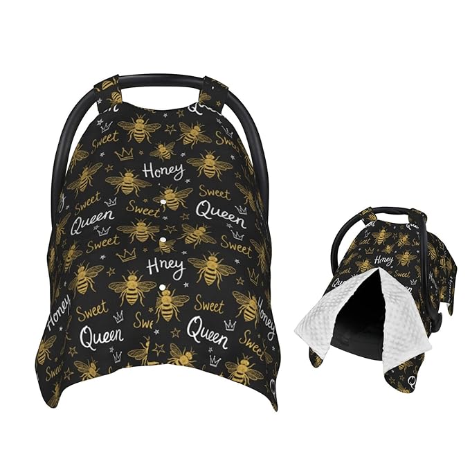 Honey Bees Baby Car Seat Canopy Nursing Cover for Newborn Car Seat Breastfeeding Covers Blanket Newborn Shower Gift