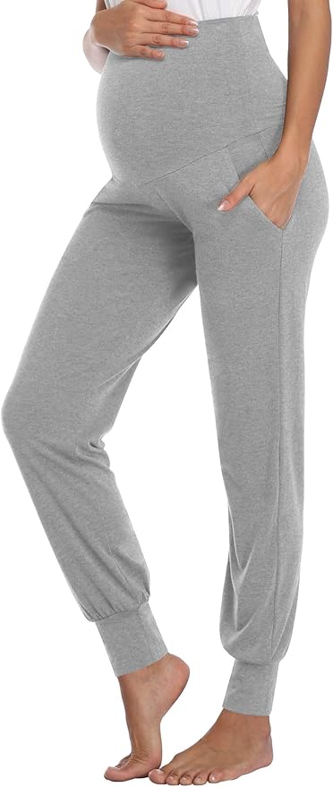 AMPOSH Women's Maternity Pants Stretchy Lounge Workout Sweatpants Casual Loose Comfy Pregnancy Joggers with Pockets