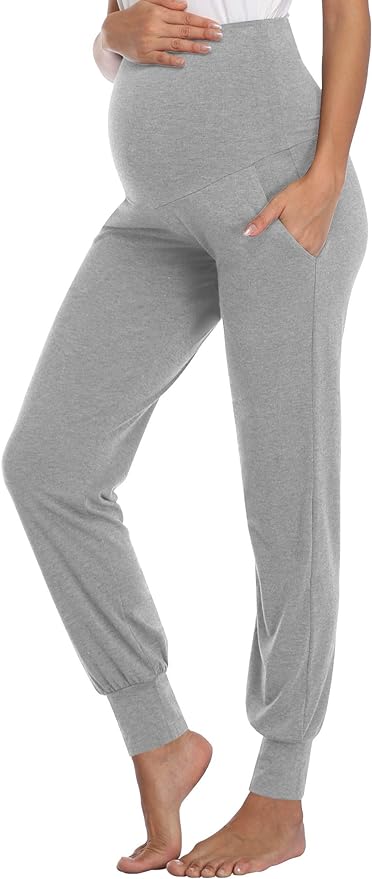 AMPOSH Women's Maternity Pants Stretchy Lounge Workout Sweatpants Casual Loose Comfy Pregnancy Joggers with Pockets
