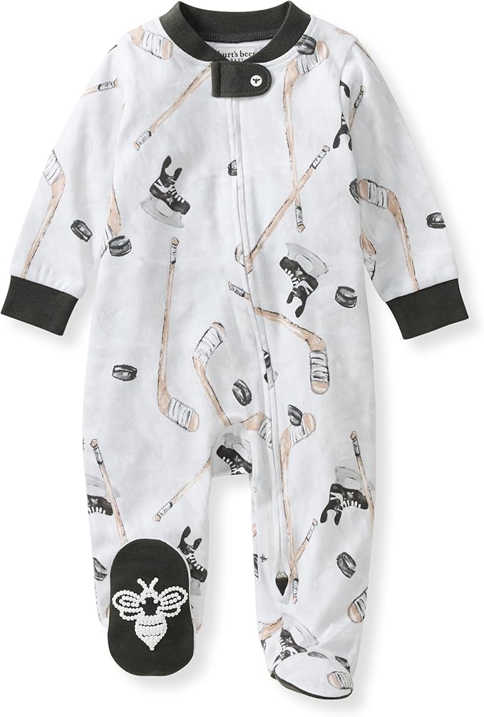 Burt's Bees Baby Boys Sleep and Play PJs, 100% Organic Cotton One-Piece Zip Front Romper Jumpsuit Pajamas