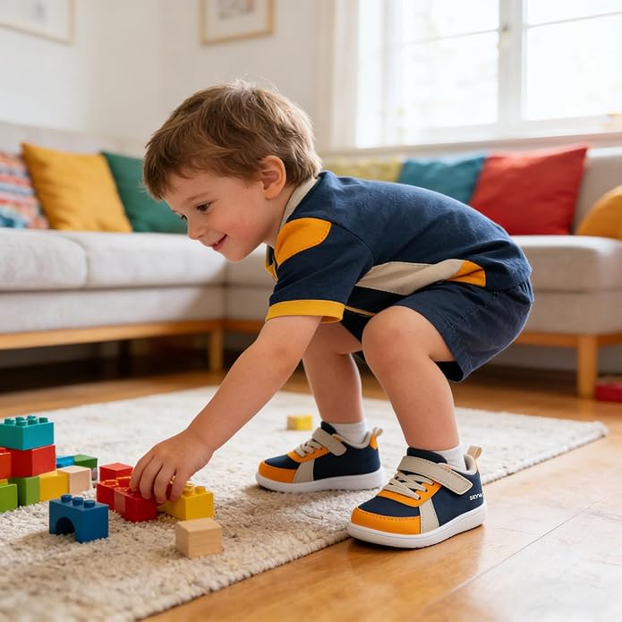 SKYWHEEL Toddler Wide Toe Box Barefoot Shoes Boys Sneakers Kids Tennis Shoes Comfort Lightweight Zero Drop Walking Shoe for Indoor/Outdoor Play