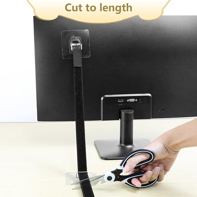 8 Pack Cut to Length TV Safety Straps for Flat Screen, No-Drill Adjustable Anti-Tip Earthquake Straps for TV and Furniture，Including 1in*32ft Hook and Loop Straps with 16 Adhesive Anchors