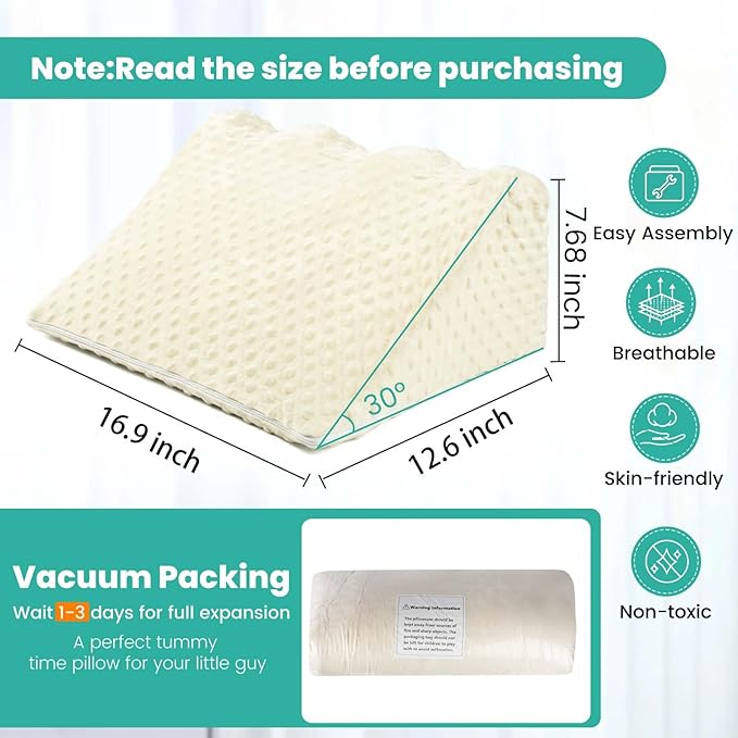 Baby Tummy Time Prop for Neck and Shoulder Strength Growth, Memory Foam Nursery Support for Infant Baby Washable Removable Cover