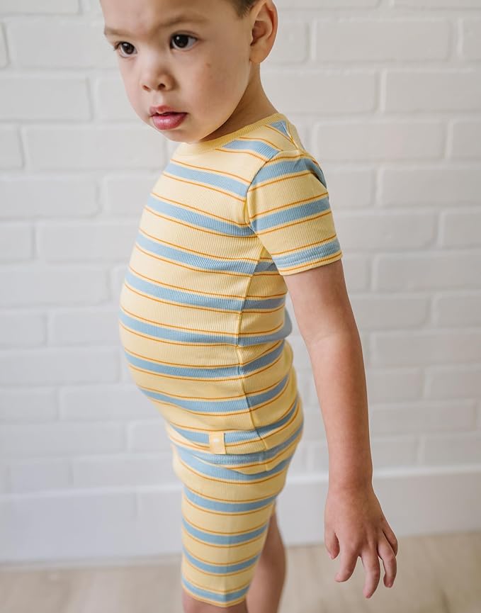 moimoln Stripe Pajamas Set 12M-8Y Ribbed Unisex Baby & Toddler, Soft Viscose, Snug-Fit, Everyday Sleepwear
