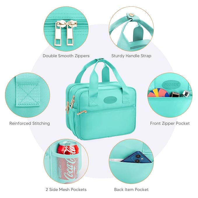 PIIOSER Breastmilk Cooler Travel Bag with Ice Pack, Compatible with Wearable Breast Pumps & Accessories - Portable Breast Pumps Carrying Case for Nursing & Working Moms (Green-Small)