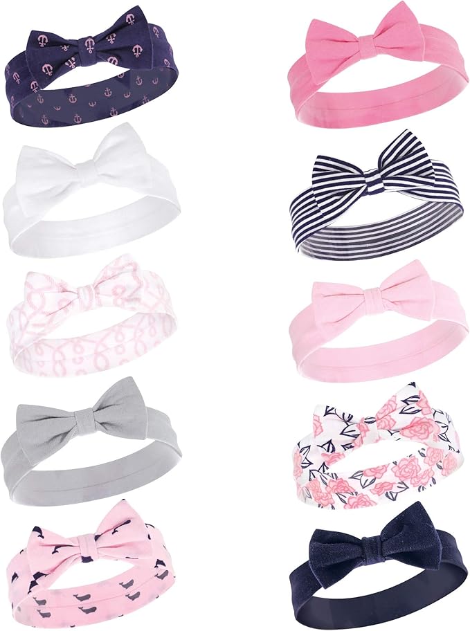 Hudson Baby Cotton and Synthetic Headbands, Size 0-24 Months