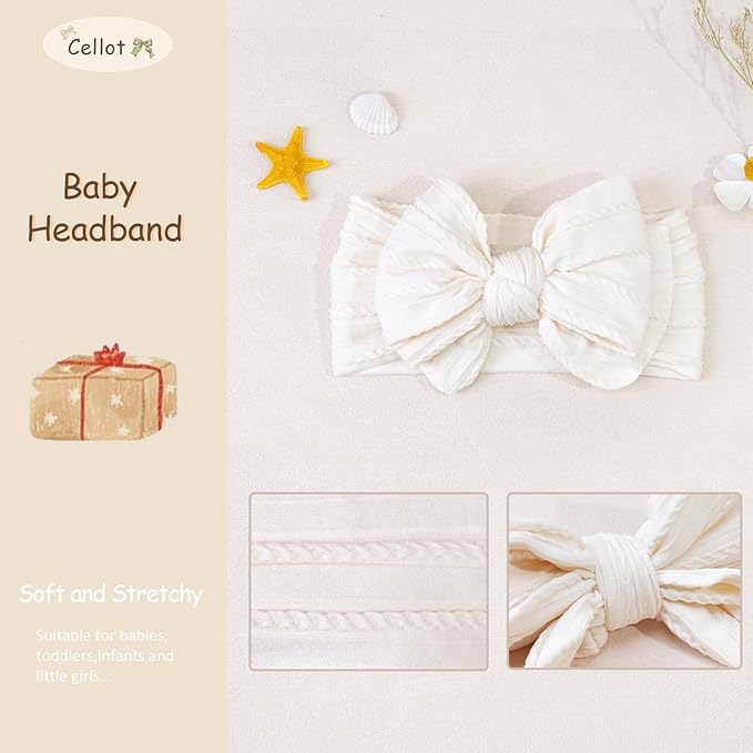 CÉLLOT 6 Pcs Baby Bows Headbands Nylon Hairbands Baby Girl Bows Hair Accessories for Newborn Infant Toddler Essentials (Brown Series)