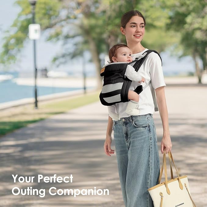 Baby Carrier Newborn to Toddler(7-30lbs), Toddler Carrier with Adjustable Shoulder Strap, Baby Holder Carrier with Breathable Mesh Fabric, Black