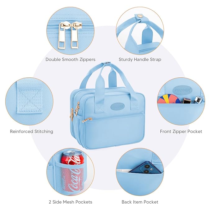 PIIOSER Breastmilk Cooler Bag with Ice Pack, Compatible with Wearable Breast Pumps & Accessories - Portable Breast Pumps Carrying Case for Nursing & Working Moms, Blue