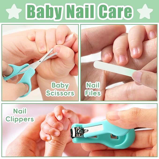 Baby Grooming Kit for Boys Girls Safety Newborn Nursery Essentials Grooming Set Green 18 in 1