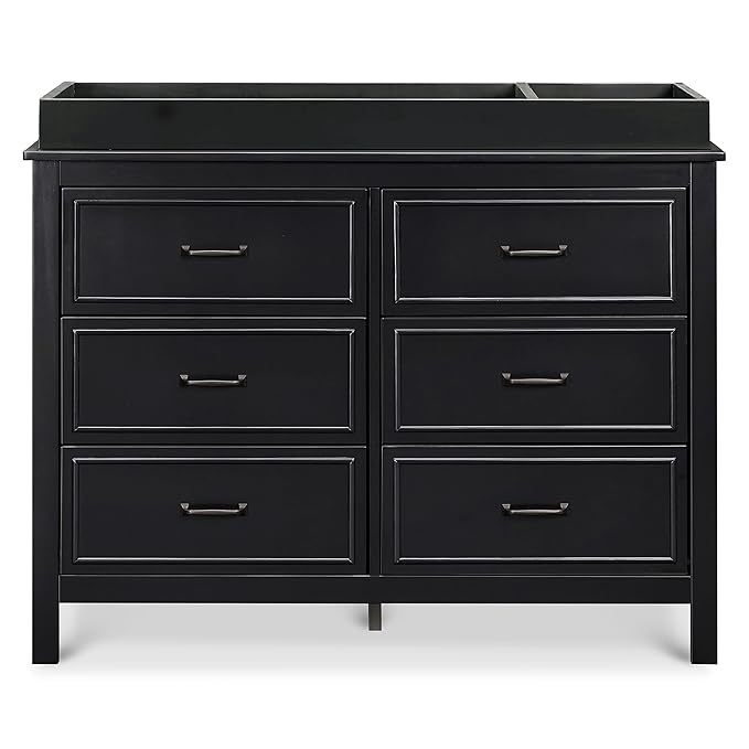 Davinci Charlie 6-Drawer Baby Dresser - Wooden Double Chest of Drawers for Kids, Boys and Girls - Multi-Purpose Storage Dresser for Bedroom, Nursery, Living Room & Hallway, Easy to Assemble - Ebony