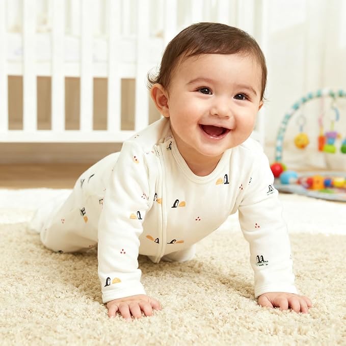 Baby Footie Jumpsuit, 100% Cotton Long Sleeve Footed Romper, Summer Outfit for 0-12 Months