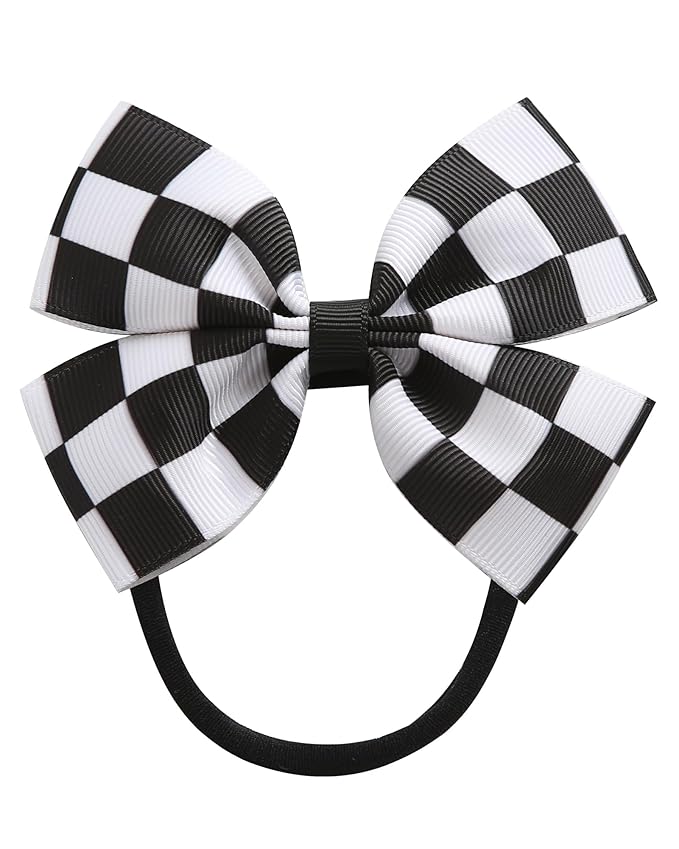 Fancheer Baby Girls Racing Checkered Flag Bow Headband Infant Toddler Birthday Party Hair Accessories