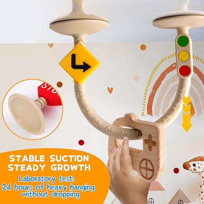 Baby Suction Cup Toys for Highchair - Sensory Silicone Toys for High Chairs, Airplane Travel, Bathtub, Restaurant, Montessori Interactive Teething Fine Motor Skills Toys for Infant and Toddler