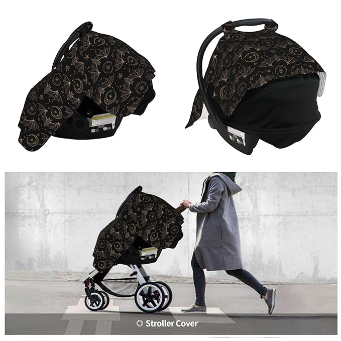 Night Bat Moon Baby Car Seat Canopy Nursing Cover for Newborn Car Seat Breastfeeding Covers Blanket Newborn Shower Gift