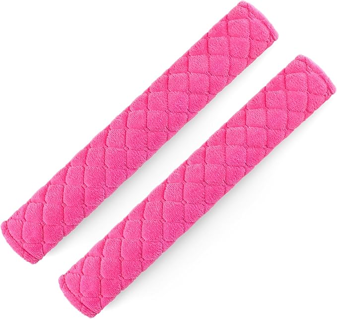 surpassme Car Seat Belt Pads Cover, 2PCS 15in Extra Length Seat Belt Shoulder Strap Covers Protector to Release Stress to Neck and Shoulder for a Safety Driving (Pink)