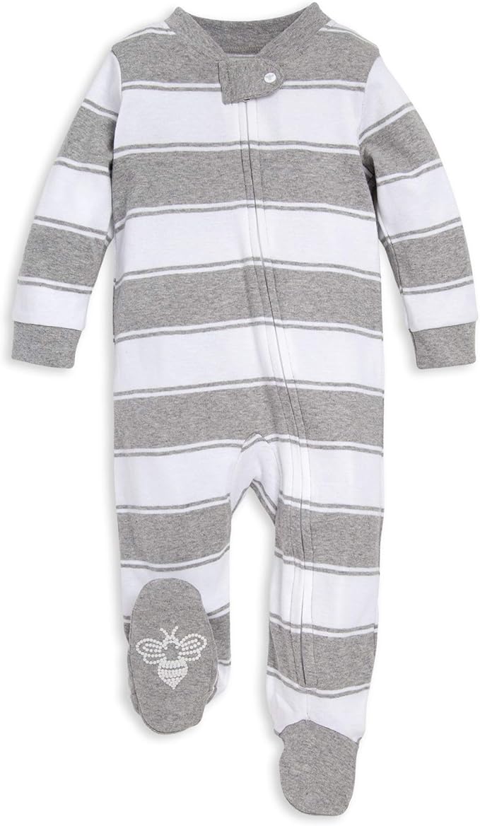 Burt's Bees Baby Boys Sleep and Play PJs, 100% Organic Cotton One-Piece Zip Front Romper Jumpsuit Pajamas