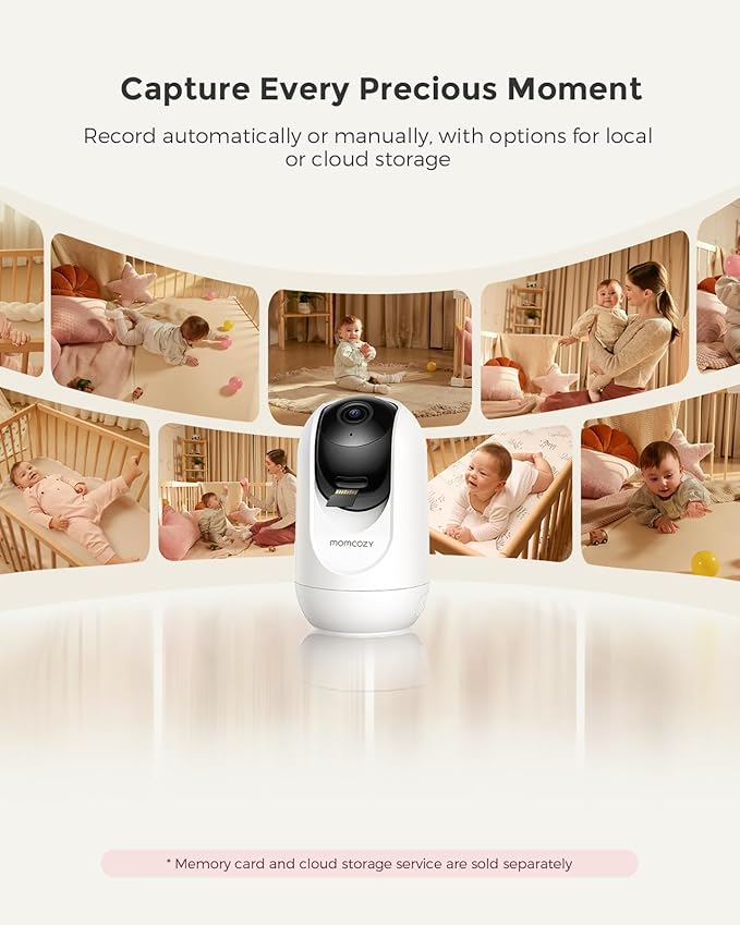 Momcozy Smart WiFi Baby Monitor with Camera and Audio, 5" 1080P Screen with Wall Mount, Motion & Cry Detection, Safe Fence,Clear Night Vision, 5000mAh Battery, 2-Way Talk, Photo & Video Recording,BM04