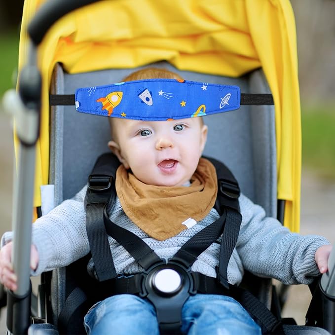 HESTYA 2 Pcs Carseat Head Support Toddler Stroller Seat Headrest for Sleeping Traveling Neck Relief Headband Strap for Kids Children Toddler Infant(Space)