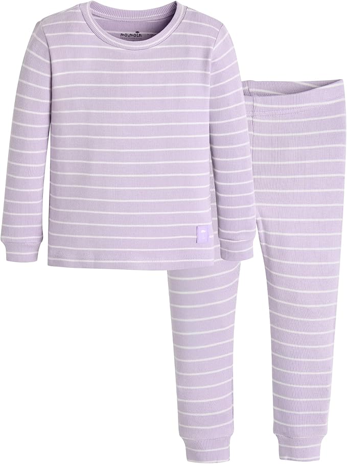 moimoln Stripe Pajamas Set 12M-8Y Ribbed Unisex Baby & Toddler, Soft Viscose, Snug-Fit, Everyday Sleepwear
