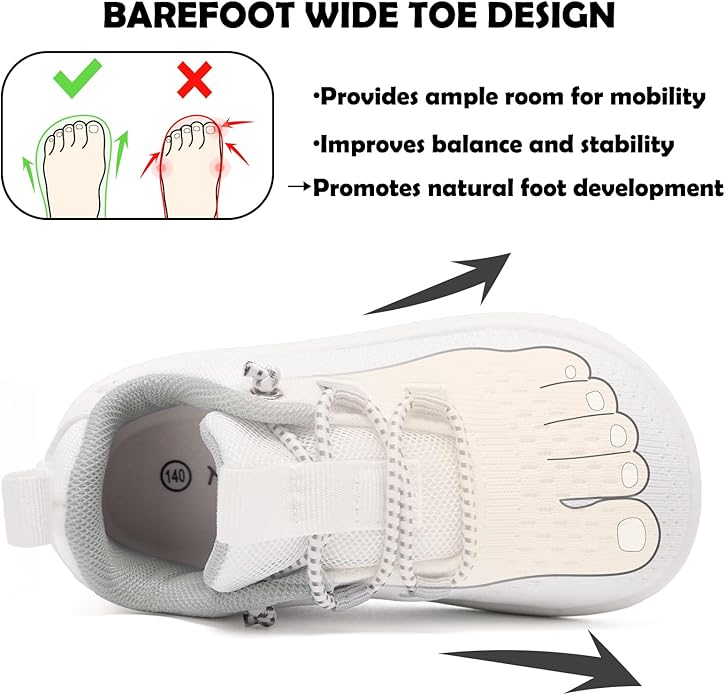 MORENDL Wide Toddler Shoes Baby Walking Shoes Girls Boys Zero Drop Minimalist Sneakers Slip On Tennis Shoe Breathable Naturally Flexible