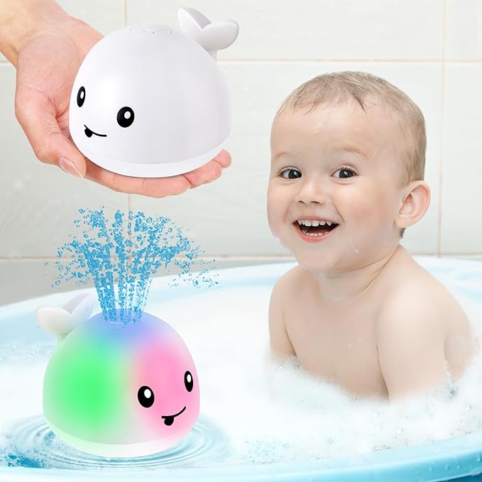 Gigilli Baby Bath Toys, Bath Toys for Kids Ages 1-3, 1 2 3 Year Boy Girl Valentines Gifts for Babies 6-12-18 Months, Light Up Whale Bath Toy Sprinkler Toddler Birthday Bathtub Fountain Pool Water Toy