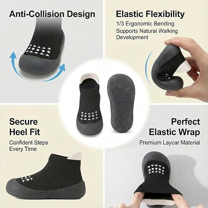Baby Sock Shoes Toddler Walking Shoes Infant Non-Slip Slippers with Soft Rubber Sole Baby Boys Girls Sneakers