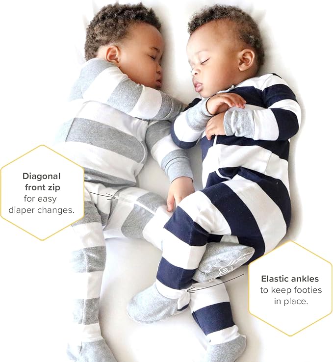 Burt's Bees Baby baby-boys Sleeper Pjs, 100% Organic Cotton, One-piece Footie, Zip Up Jumpsuit, Snug Fit Pajamas