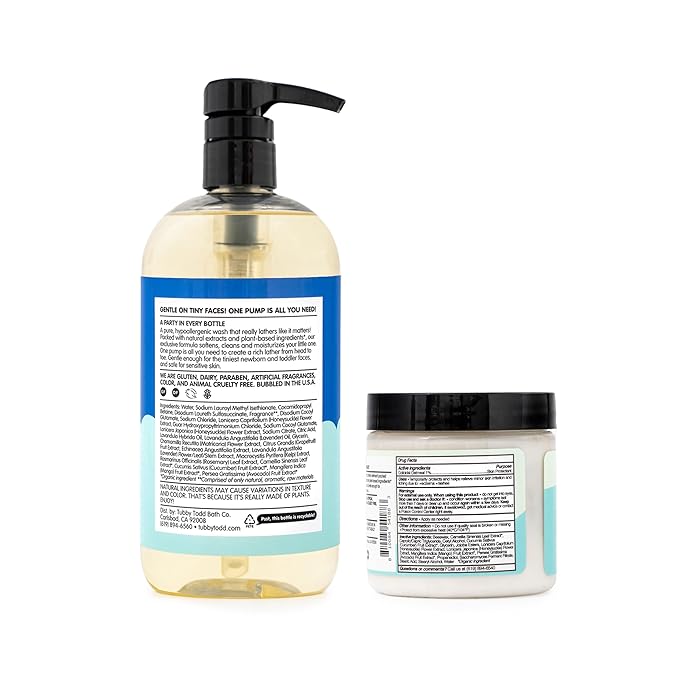 TUBBY TODD's Baby Body Wash & All Over Ointment Eczema Set - Gentle, Hypoallergenic Skincare for Newborns & Toddlers - 25oz, Lavender Rosemary