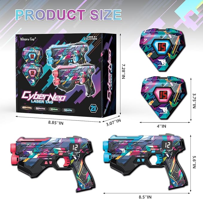 Laser Tag Guns with Vests Set of 2, Lazer Tag Game for Kids, Teens & Adults, Fun Outdoor Teenage Game & Activities, Gift for Teenage Ages 8 9 10 11 12+Year Old Boy & Girls