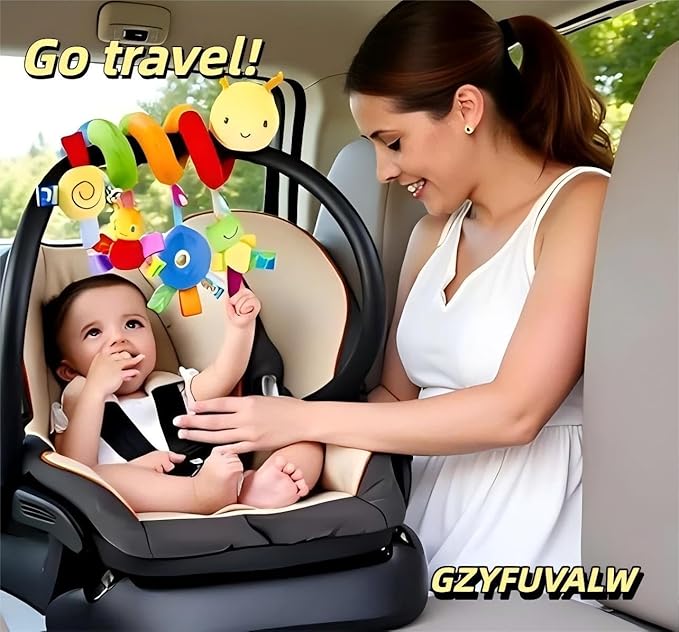 Car Seat & Stroller Toy_Infant Toys Baby Sensory Interaction Cartoon Toys with Ringing Bells_Hanging or Wrapping Around The Infant Bed or Strollea