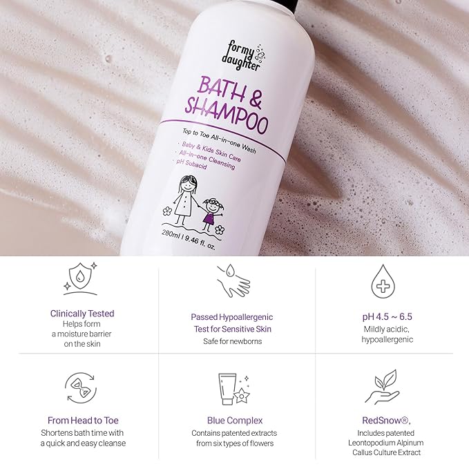 for my daughter 2-in-1 Baby Bath Wash & Hair Shampoo– Gentle 2-in-1 Cleanser Safe, Natural, and Effective Care for Delicate Baby Skin & Hair (280ml / 9.46oz)