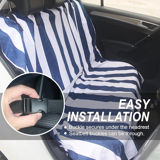 Back Seat Cover Protector for Dogs and Kids, Universal Waterproof Towel Rear Bench Seat Cover for Car, Truck, Van & SUV, Machine-Washable Backseat Car Covers (1pcs Rear Seat)