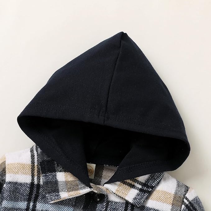 YOUNGER STAR Toddler Kids Boys Girls Flannel Hooded Plaid Shirt Button Baby Red Clothes