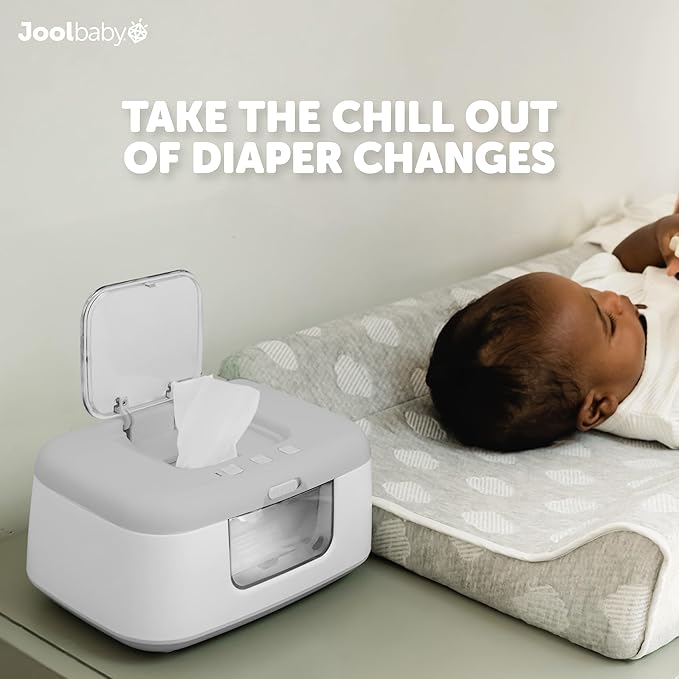 Jool Baby TinyBums Baby Wipe Warmer & Dispenser with LED Changing Light & On/Off Switch (Gray)