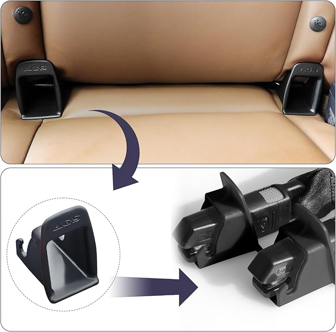 ISOFIX Interface Belt Latch Guide, 4Pcs Black Car Seat Latch Guides, ISOFIX Latch Guide Groove Bracket Connector for Car Seats (4Pcs Black)