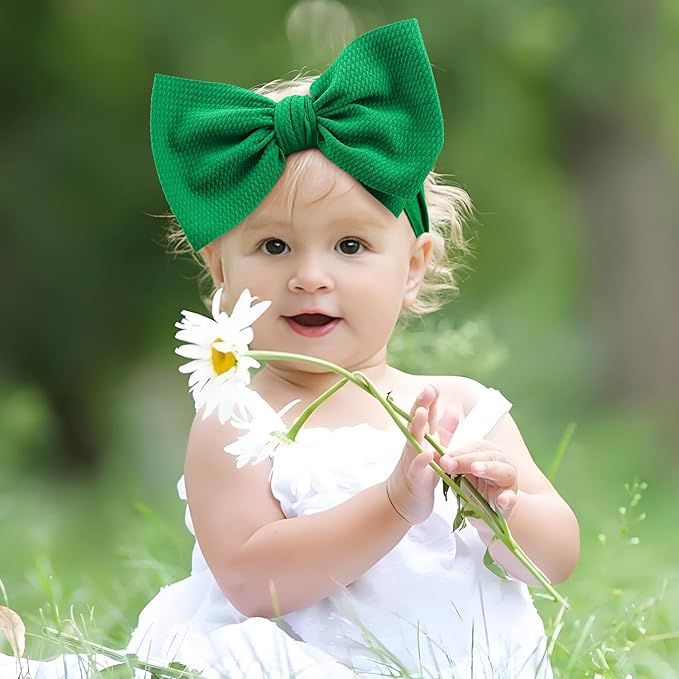 Super Durable Soft Knot Headbands with Hair Bows Infant Toddlers Kids Hair Accessories Blue Green Headband for Newborn Baby Girls