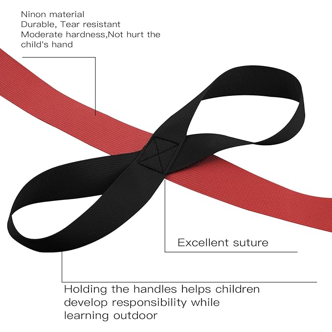 Coobbar Toddler Walking Rope,Colorful Walking Rope for Preschool Daycare School Kids Outdoor Colorful Handles to Keep Children Calm and Line (Holding Loop for 12 Children 2 Teachers) (Red)