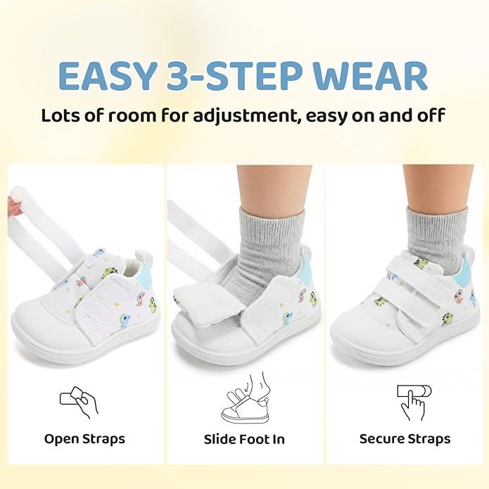 Baby First Walking Shoes Baby Girls Wide Barefoot Sneakers Lightweight Soft Toddler Shoe Non-Slip Ankle Support
