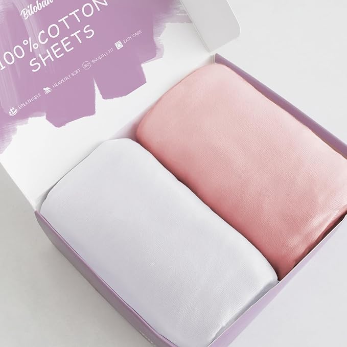 Bassinet Sheets Fit for ANGELBLISS, Jimglo, Mika Micky and Nordmiex Baby Bassinet Bedside Sleeper,100% Cotton, 2 Pack, Ultra Soft Bassinet Sheet, White and Pink