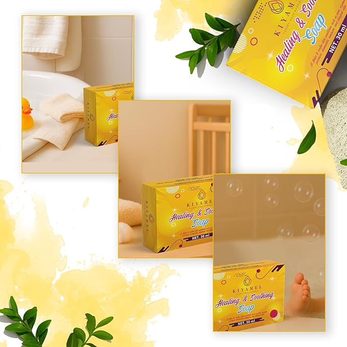 KIYAMEL Healing & Soothing Baby Soap, Gentle Bath Bar with Organic Shea Butter Natural Moisturizing Soap for Sensitive & Dry Skin Mild Daily Care for Soft, Healthy Skin