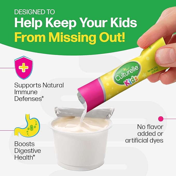 Culturelle Kids Daily Probiotic Packets for Kids, (Ages 3+) - 30 Count - From the 1 Pediatrician-Recommended Brand – Flavorless Daily Probiotics for Digestive Health & Immune Support