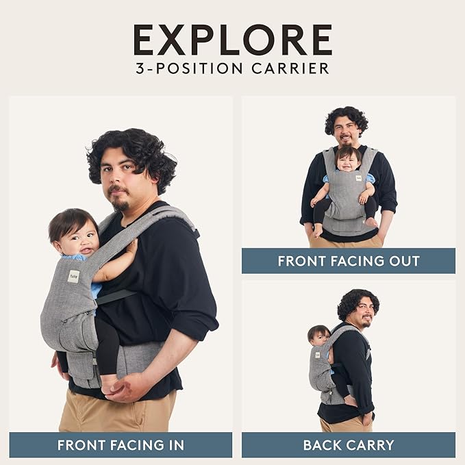 Baby Tula Explore Carriers - Breathable Baby Carrier Newborn to Toddler - Adjustable Toddler Carrier - Multiple Ergonomic Positions Front and Back - Ergonomic Fit for 7-45 lb - Linen, Dove
