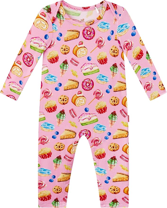 Baby Boy and Girl Romper Long Sleeve Jumpsuit One-Piece Footless Pajamas, Viscose Made from Bamboo