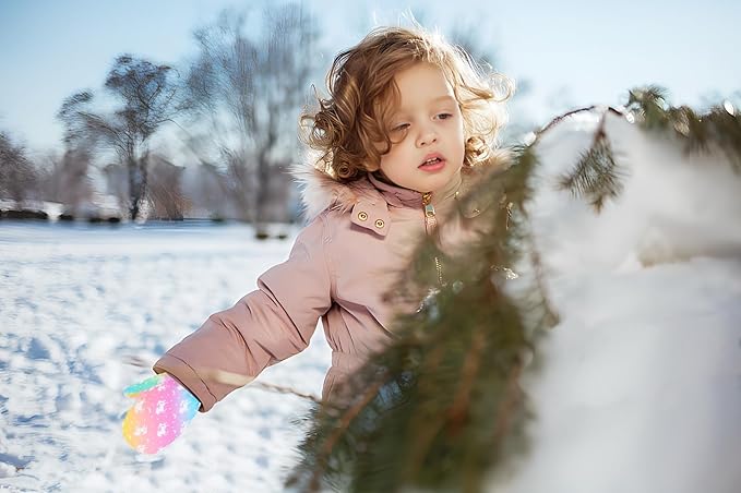 Toddler Gloves Baby Mittens Winter Warm Lined Fleece Gloves Waterproof Snow Baby Girls Mitten for Boys