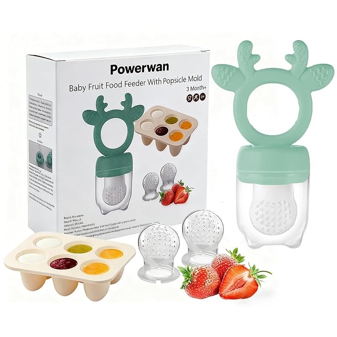 Baby Fruit Food Feeder with Popsicle Mold, Cute Teething Toys Silicone Teethers for Babies 3-12 Months for Baby Feeding Gift
