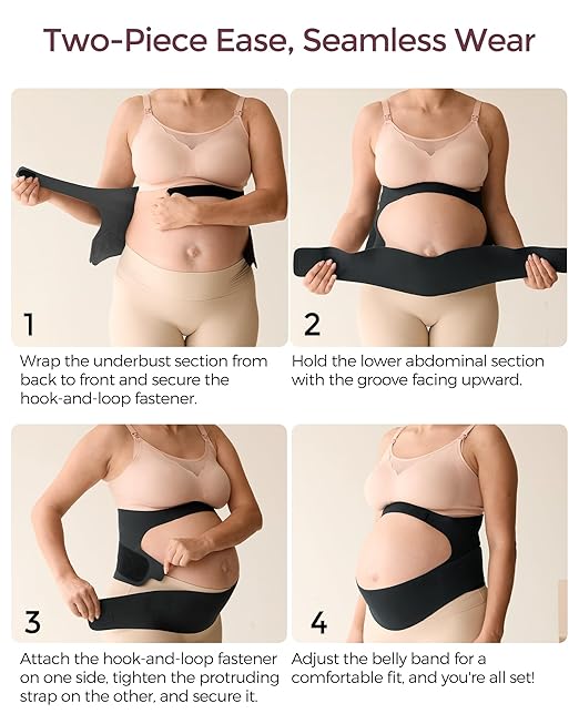 Momcozy Pregnancy Belly Band, CozySupport Ergonest Maternity Belly Band, Invisible Pregnancy Belt for Back, Abdomen, Waist