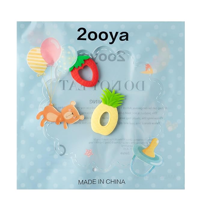 Silicone Teething Toy for Babies - 2Pcs Strawberry Grape Soft Sore Gums Pain Teether Infant Summer Fruit Themed Food Grade Teething Relief Chew Toy for Toddler Birthday Newborn 6-12 Months Baby Shower